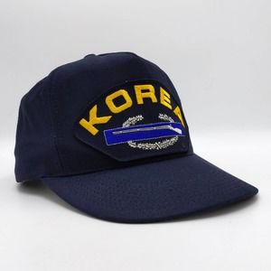 Vintage Korea Military Army Snapback Trucker Hat Cap US Navy Blue Logo Made USA